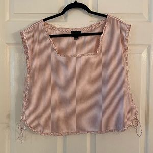 NWOT Seersucker print square neck boxy top